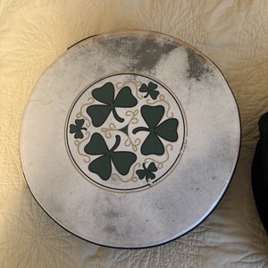 Vintage 12” Irish Goatskin BODHRAN W Storage Bag, Two Beaters! Shamrock, Ireland