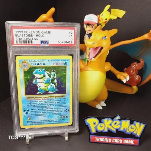 🔥L👀K🔥⚜️VINTAGE⚜️💍PSA5💍1999 POKEMON BLASTOISE #2✨HOLO⚜️OG🥩SHADOWLESS🏆GRAIL