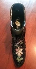 Vintage Authentic Fenton Hobnail Black Hand Painted Glass Shoe Signed By Artist