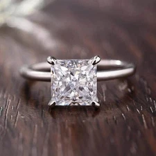 3 Ct Princess Lab Grown Diamond Solitaire Engagement Ring Solid 14k White Gold