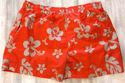 Sand & Sun Men's Board Shorts 2XL 44 Swim Shorts Tropical Hawaiian Holiday Red