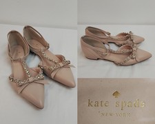 Kate Spade D'Orsay Flats Women's 9B Pink Strappy Rhinestones Pointed Toe W4593