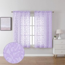 Lecloud Leia Light Purple Semi Sheer 38"W x 45"L Pack of 2 ,