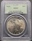 1925 PEACE SILVER DOLLAR PCGS OGH MS65 04XDA26