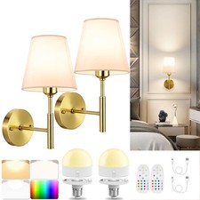 2x Battery Operated LED Wall Light Indoor Wall Sconces RGB Dimmable LED Bulbs