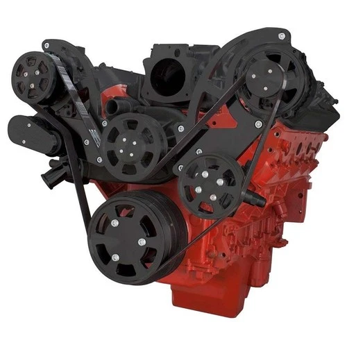 Black Chevy LS Serpentine Pulley Kit - AC & Power Steering - LS1 LS2 LS3 LS6