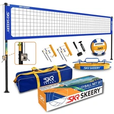Outdoor Heavy Duty Volleyball Net Set, Anti-Sag Design, Adjustable Aluminum P...