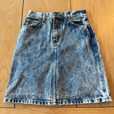 VTG Denim Skirt Womens 5 Acid Wash Blue Retro 80s Aesthetic Festival Punk Jean