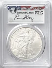 2006 W B0URNISHED SILVER EAGLE WITH W MINT MARK PCGS SP70/MS70 EDMUND MOY FLAG