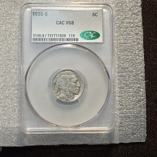 1936 Buffalo Nickel 5C CAC VG8
