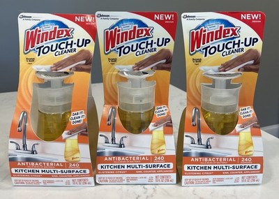 3 Windex Touch-Up Antibacterial Kitchen Multi-Surface Cleaner 10 Oz Each New