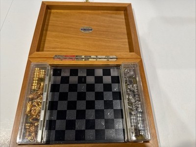 Dal Negro Treviso Magnetic Chess Checkers Travel Set Wood Case Italy Vintage