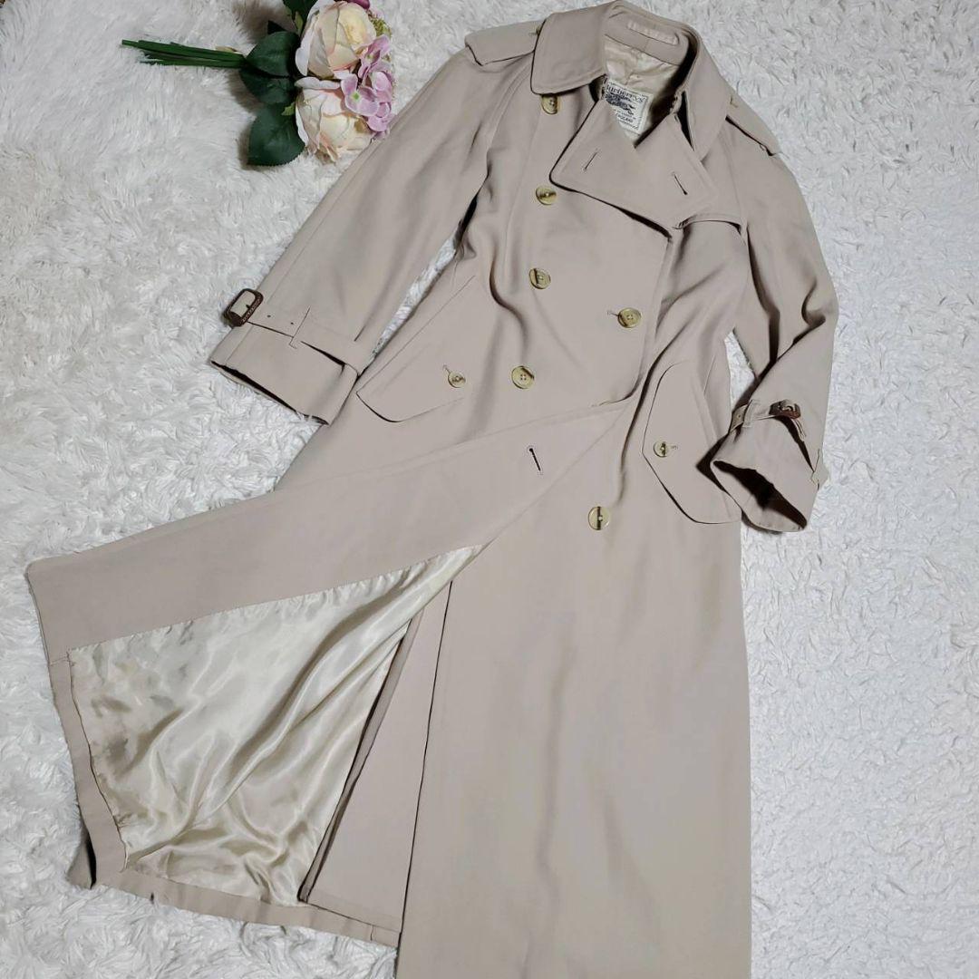 Burberry Wool 100 Long Trench Coat Size S White Beige Missing Belt Women's