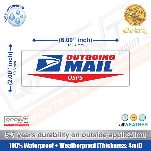 USPS Logo 6" x 2" Outgoing Mail Sign Carrier Decal Sticker US Postal