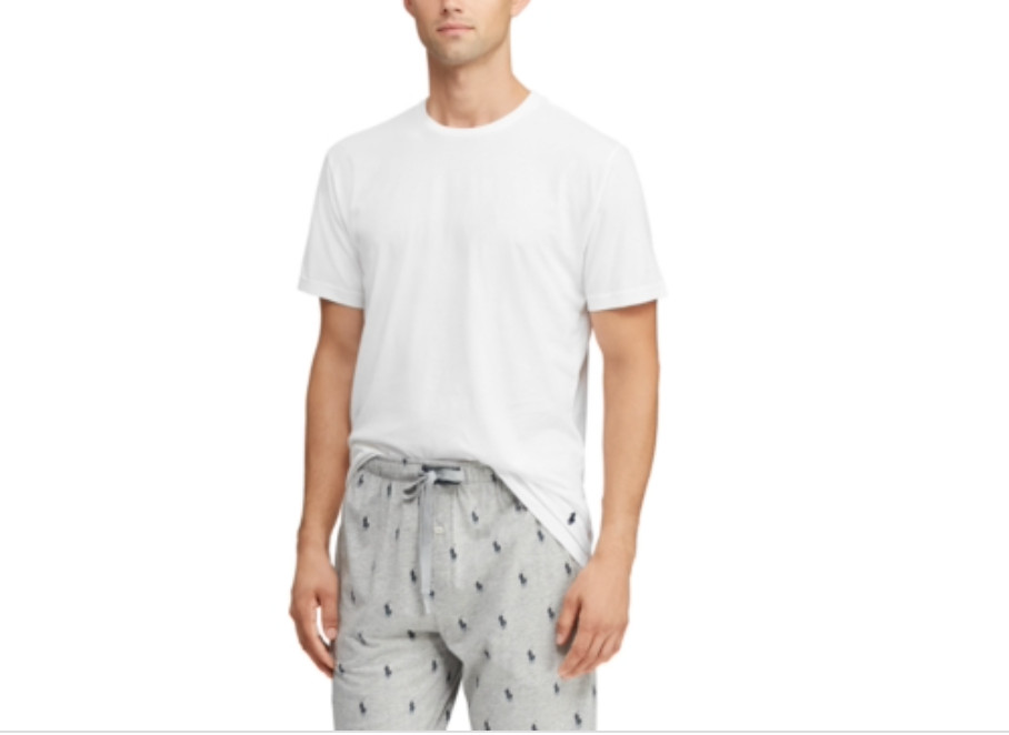 НОВАЯ мужская рубашка Polo Ralph Lauren из хлопчатобумажного джерси 2XL для сна с круглым вырезом белая 6590₽