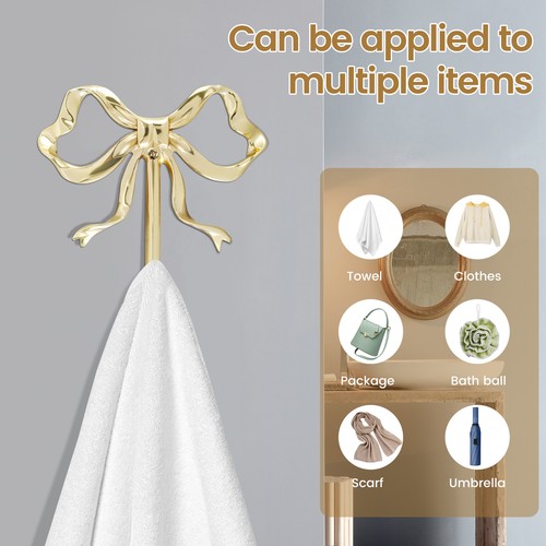4Pcs Bow Hook Decorative Bow Hanger Sturdy Brass Towel Hook Multi-Purpose lePcw - Picture 11 of 22