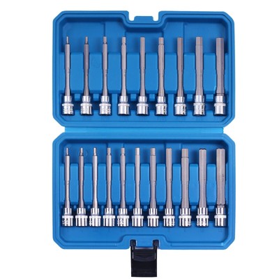 20PCS Extra Long Hex Bit Socket Set 3/8 Inch Drive | Standard SAE & Metric (1...