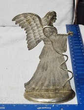 Silvertone Metal 9 1/2" Angel Figurine Taper Candle Holder