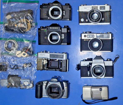 35MM Lot UNTESTED Minolta Konica Ricoh Praktica Yashinon Canon Flash ...