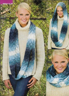 MISTY BLUES LACE COWL SCARF WOMEN'S CROCHET PATTERN INSTRUCTIONS