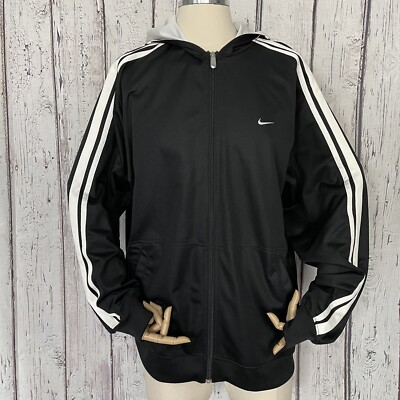 Nike シルバー ブラック ジャケット XL Vintage Nike Jacket Mens XL Black 90s Zip Up Windbreaker