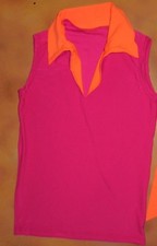 NWOT Dance SLEEVELESS SHIRT w/ COLLAR Cerise Orange Men's Size