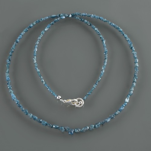 Natural Blue Loose Diamond Beads Nuggets Chain Necklace Raw Rough 18" Strand - Picture 2 of 6