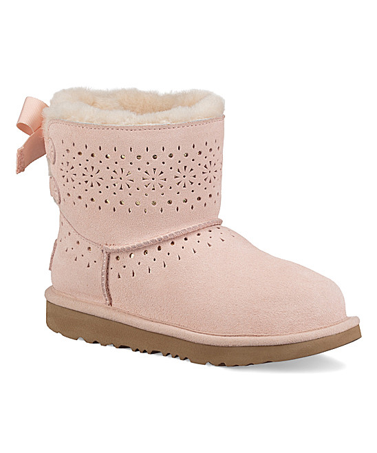 NIB UGG Kids Mini Pink Dae Sunshine Perforated Suede Boots - Big Kids size 5
