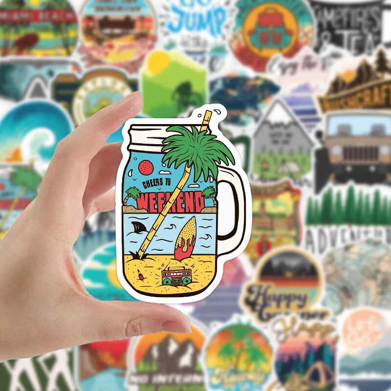 50-Pack Outdoor Sport Hiking Wildness Sticker Luggage Laptop Bottle Vinyl Decal - Image 2 of 4