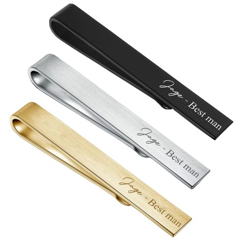 Personalised Engraved Tie Clips for Men Dad Groom Wedding Xmas Gifts - Picture 2 of 13