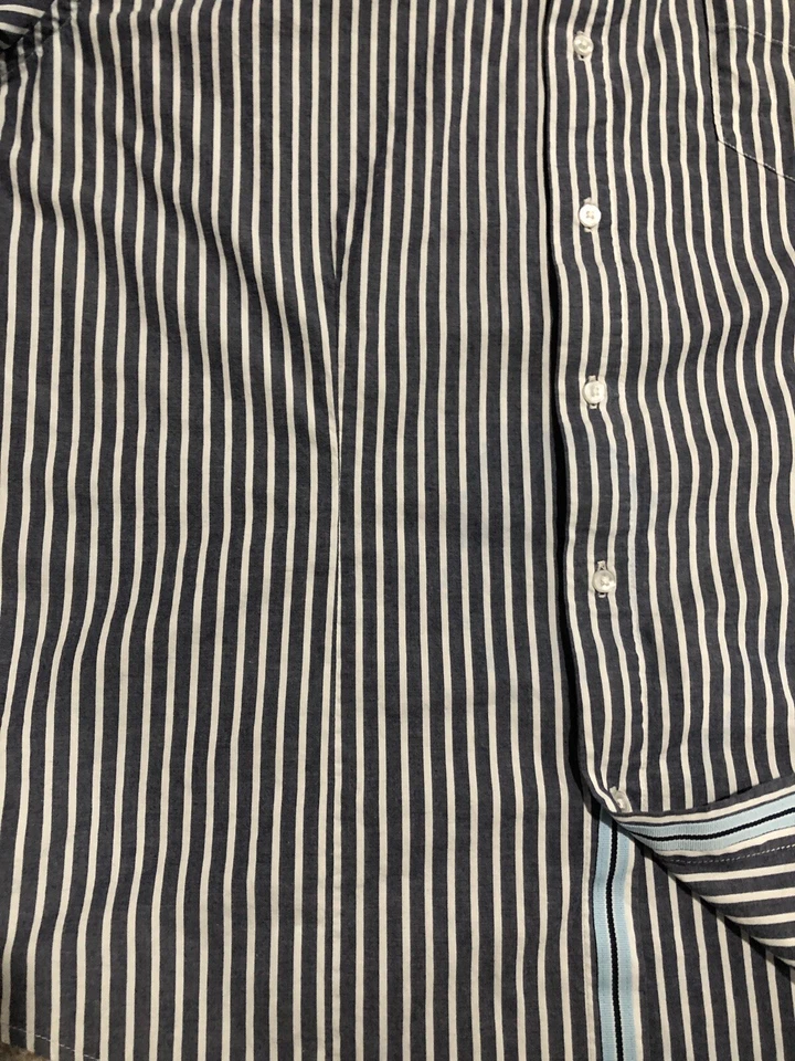 Camisa Christian Audigier Para Hombre Azul/Blanco Rayas Abotonadas Mangas Largas Talla XL Foto 4 de 4