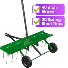 40" Dethatcher Tow Behind Lawn rake Lawn Sweeper Height Adjustable Green Steel