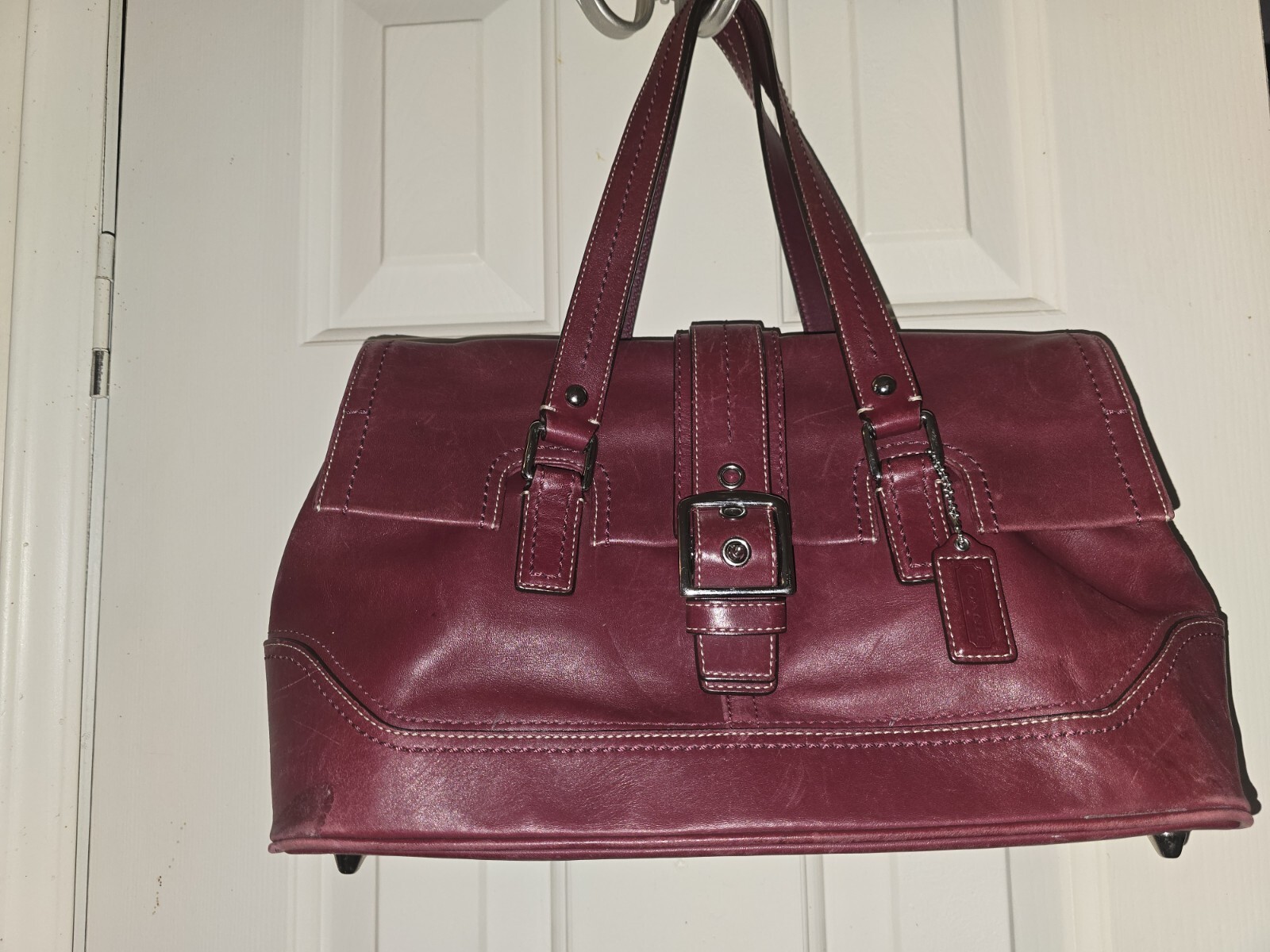 Vintage Coach Leather Satchel Handbag Dark Brown Style F-12604