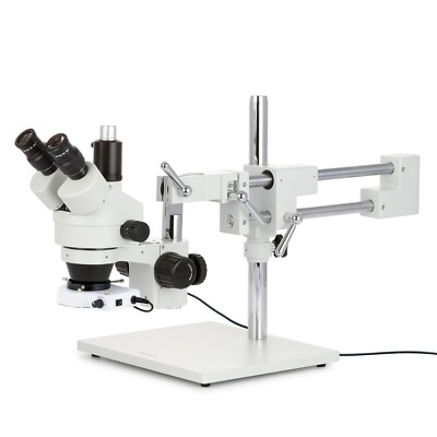 AmScope 7X-45X Industrial Trinocular Zoom Stereo Microscope w/ 80-LED Ring Light