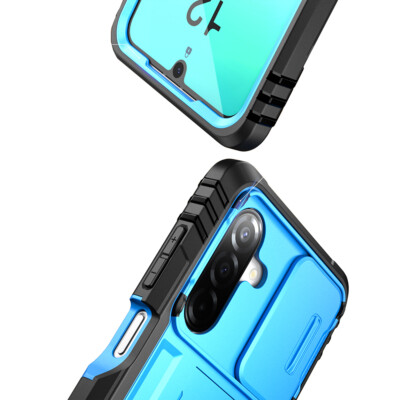 For Galaxy A26 5G Case Built-in Screen With Kickstand Shockproof Poetic Blue