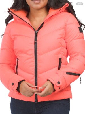 Loveshackfancy Neon Coral Bogner Saelly Puffer Coat Sz 12 AUTHENTIC NWT