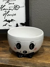 Transpac Whimsy & Wonder Black/White Ghost Candy Bowl Lashes Blush Bow tie Cute