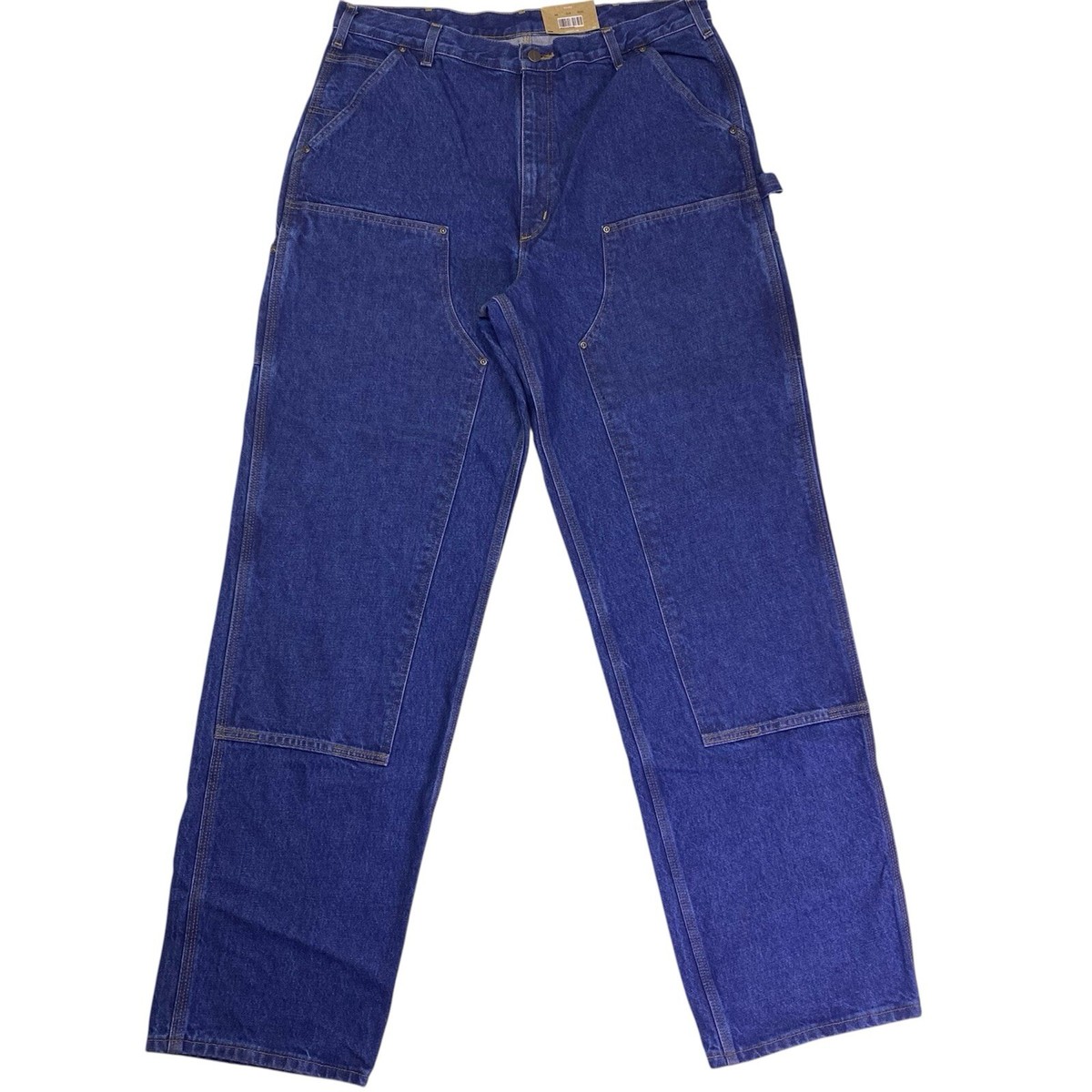 Carhartt Double Knee Mens 38x36 Blue Denim Loose Original Fit Work
