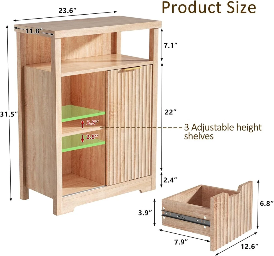Slot shaped bathroom cabinet with 3 drawers, made of natural oak wood！！ - Image 3 of 4