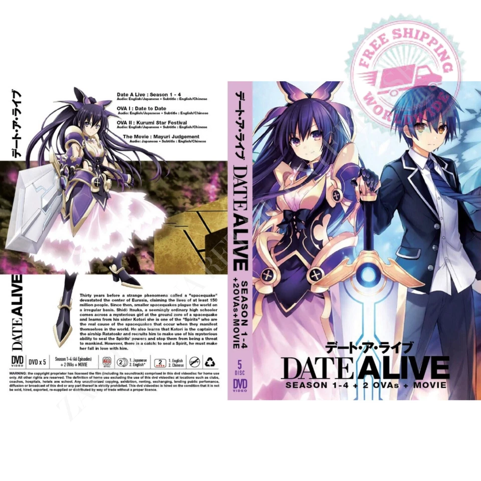 Date A Live Season 1-4 + 2 OVA + Movie Japanese DVD Anime English Dubbed - Image 3 of 4