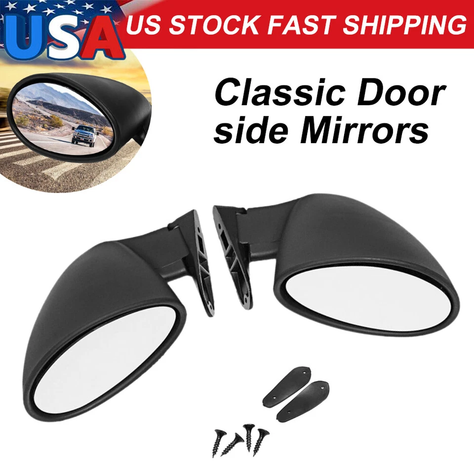 California Classic Universal Black Side Mirrors PAIR Hot Rod Rat Rod Muscle Car  - Imagem 2 de 4