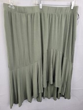 Ava Viv Olive Green Asymmetrical Ruffled Hi Low Hemline Midi Skirt NWOT Sz 3X