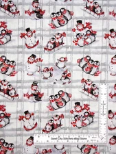 Christmas Fabric Playful Snowmen Penguin Susan Winget CP74366 Cotton By The Yard