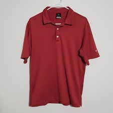 Nike Mens Shirt Size M Golf Polo Solid Red Sphere Dry Short Sleeve Collared