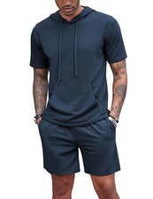 Mens Sweatsuits 2 Piece Shirt Tracksuit Sets Casual Shorts Jogging Suits