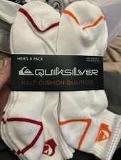 New QUICKSILVER Designer Mens Mega 8 Pack Street Quarter Cut Socks White