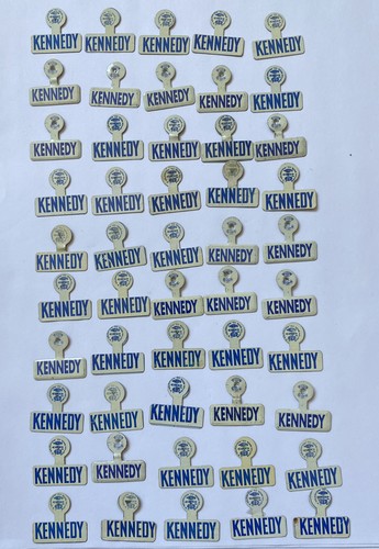 Fifty 1960 John F. Kennedy Presidential Campaign Kennedy Metal Litho Lapel Tabs - 第 1/7 張圖片