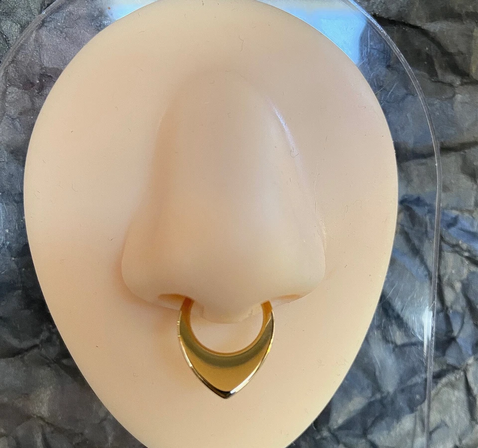 1pc Solid Titanium Flat Teardrop Hinged Segment Ring Septum Tear Drop Clicker - Image 3 of 4