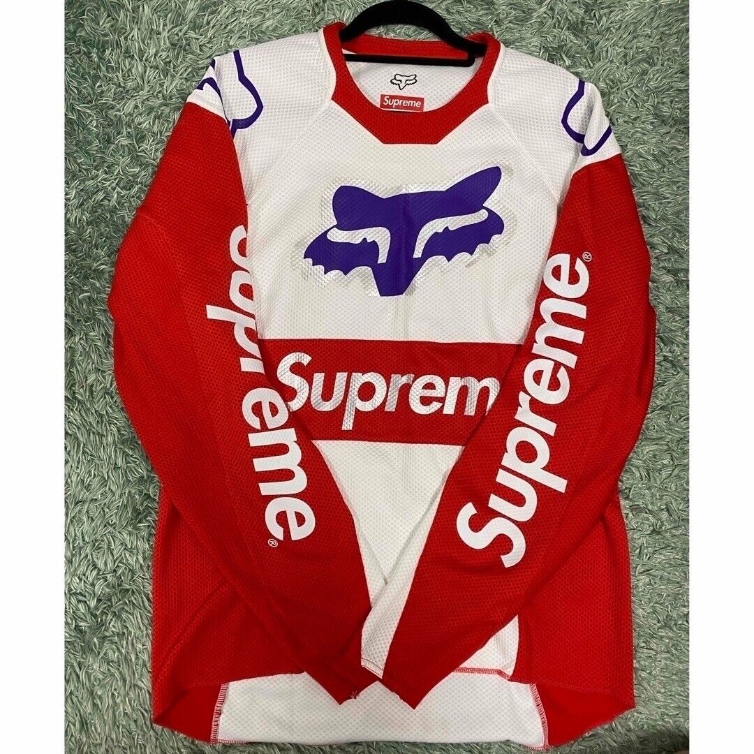 Supreme Fox Racing Moto Jersey Multi color 2018SS White Red Supreme Fox Racing Moto Jersey Multi color 2018SS White Red