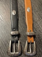 2 Nocona Mens Leather Belts Black Brown Silver Ovalconchos N2427002 Size 28